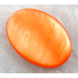 freshwater shell beads, flat-ovel, dyed, orange