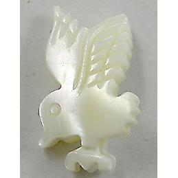 Mother of Pearl pendant, carved, eagle, white