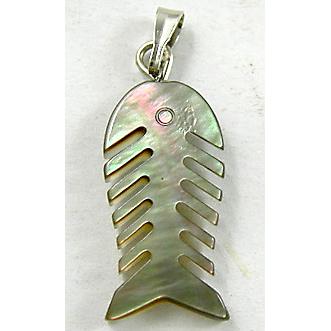 Mother of Pearl pendant, carved, fish charm