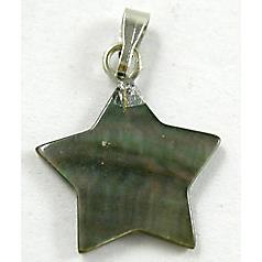 Mother of Pearl pendant, star, black