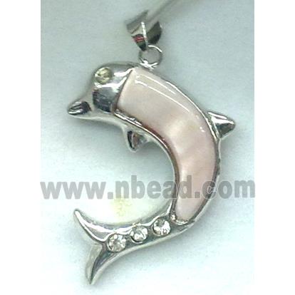 Mother of Pearl, Pendant, dolphin, white