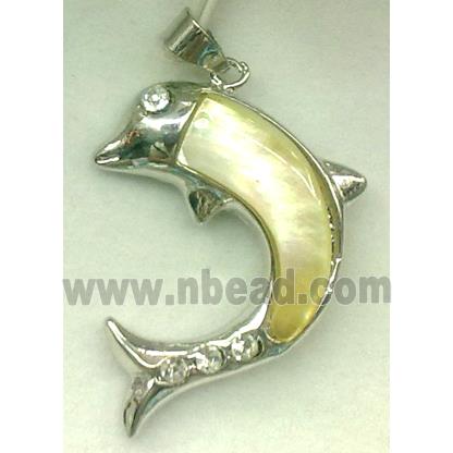 Mother of Pearl, Pendant, dolphin, white