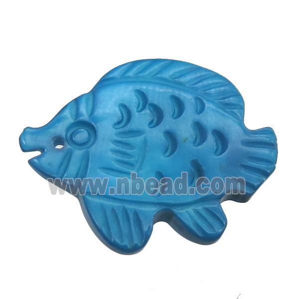 blue shell fish pendant