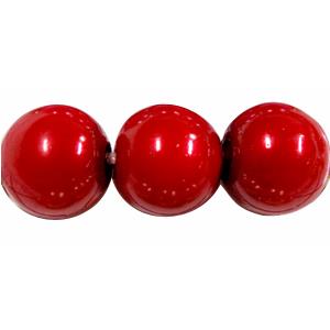 Pearlized Shell Beads, round, red