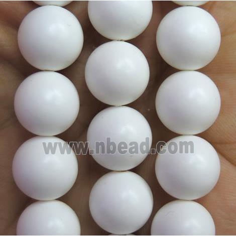 matte round white pearlized shell beads
