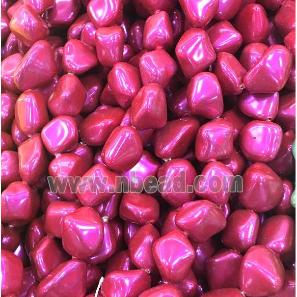 hotpink pearlized shell beads, freeform
