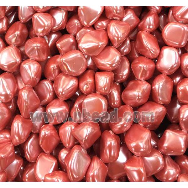 pink pearlized shell beads, freeform