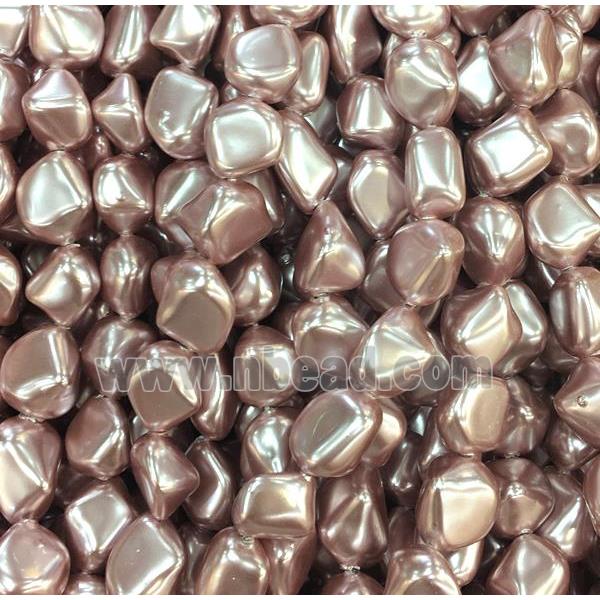pearlized shell beads, freeform