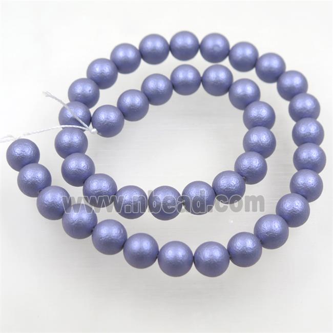 round matte gray-lavender pearlized shell beads