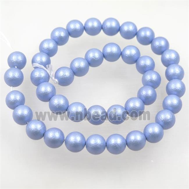 round matte blue pearlized shell beads