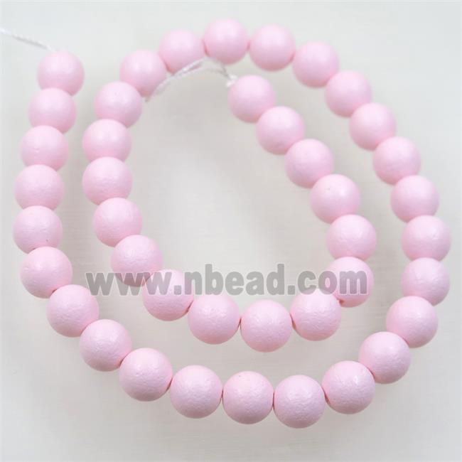 round matte pink pearlized shell beads