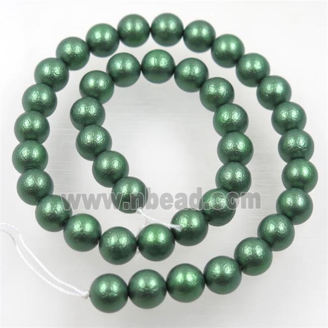 round matte peacockgreen pearlized shell beads