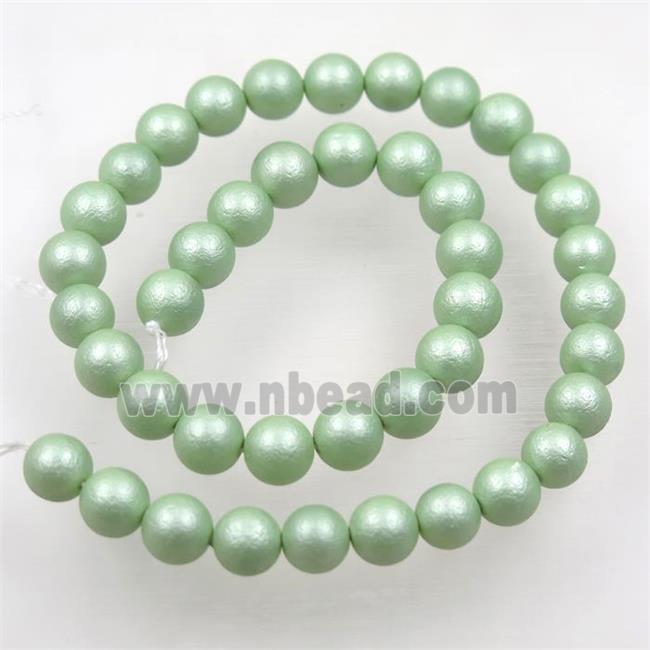 round matte spring-green pearlized shell beads