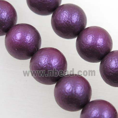 round matte purple pearlized shell beads