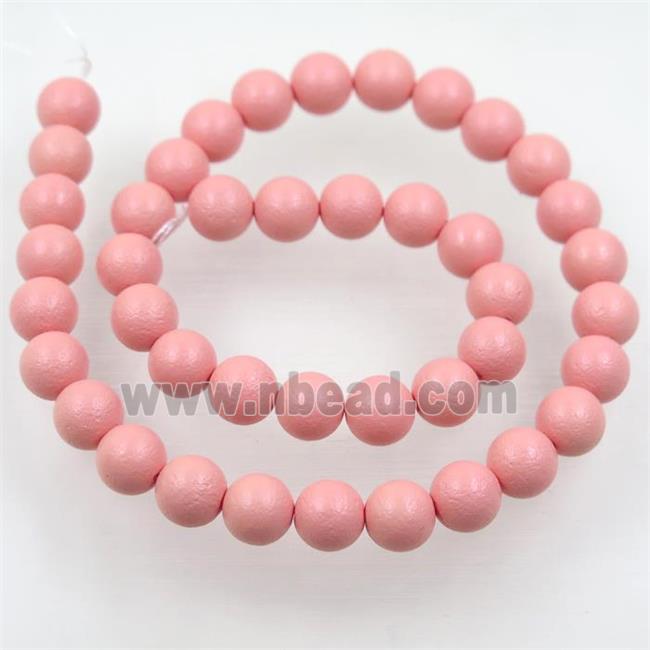 round matte pink pearlized shell beads