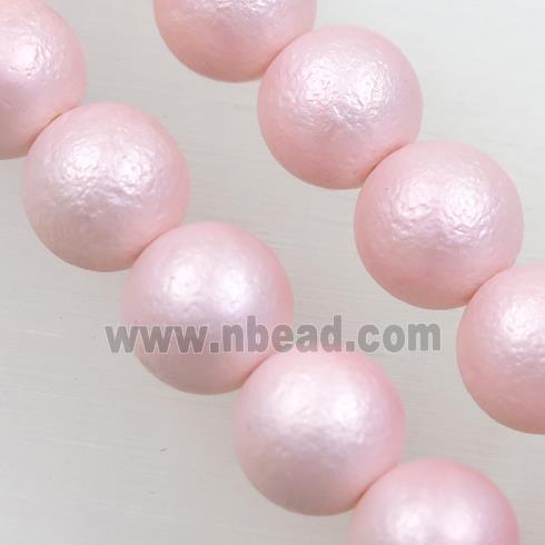 round matte lt.pink pearlized shell beads