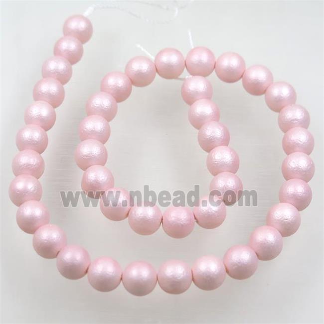 round matte lt.pink pearlized shell beads