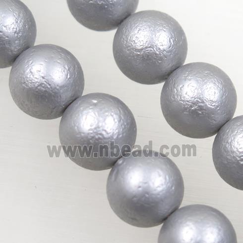 round matte gray pearlized shell beads
