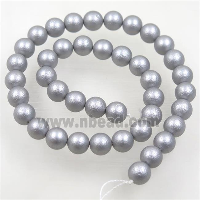 round matte gray pearlized shell beads