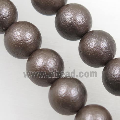 round matte coffee pearlized shell beads