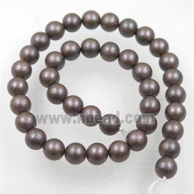 round matte coffee pearlized shell beads
