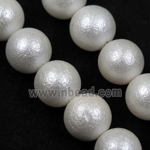 round matte white pearlized shell beads