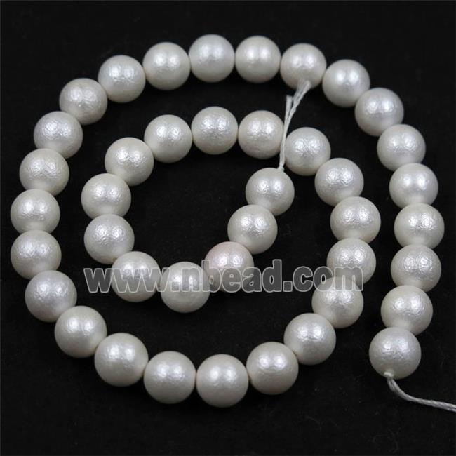 round matte white pearlized shell beads