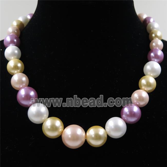 Pearlized Shell graduated Beads, round, mix color