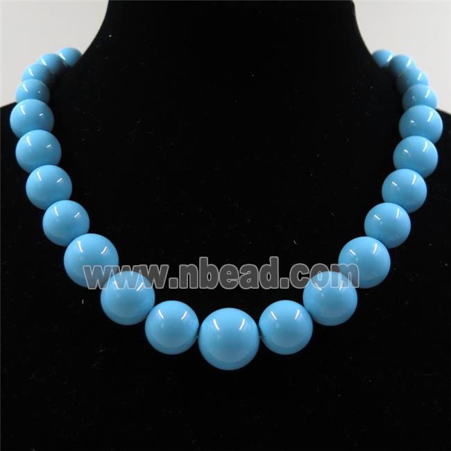 blue Pearlized Shell graduated Beads, round