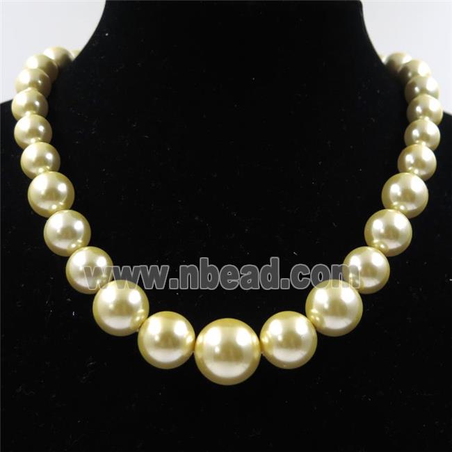yellow Pearlized Shell graduated Beads, round