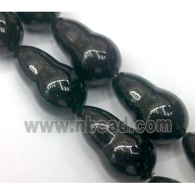 pearlized shell beads, Calabash, black