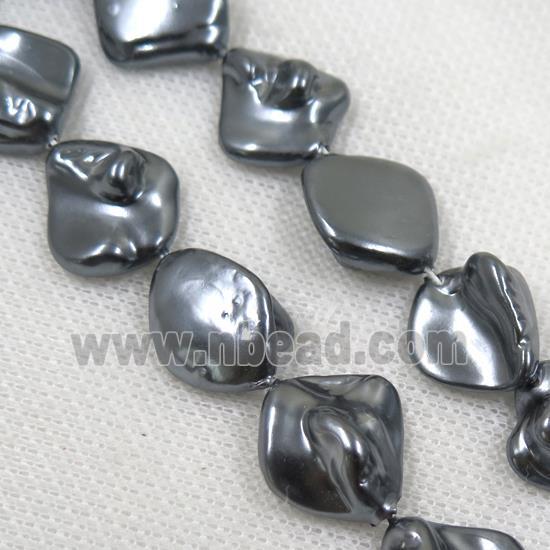 baroque style freshwater shell beads, freeform, black