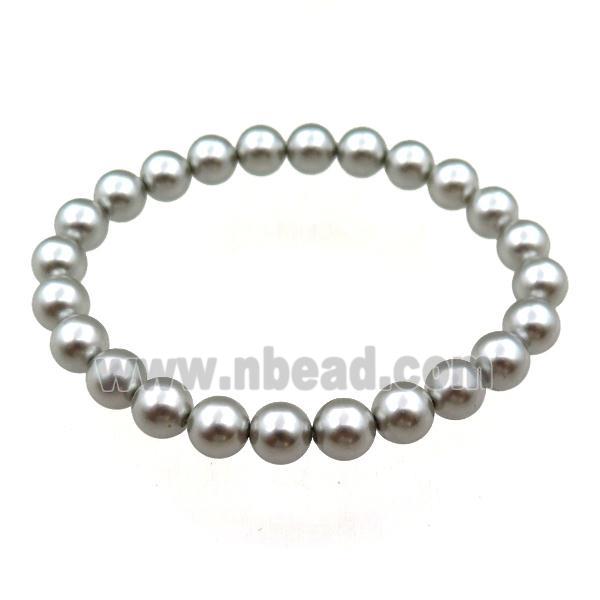 pearlized shell bracelet, gray