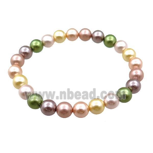 pearlized shell bracelet, mulitcolor