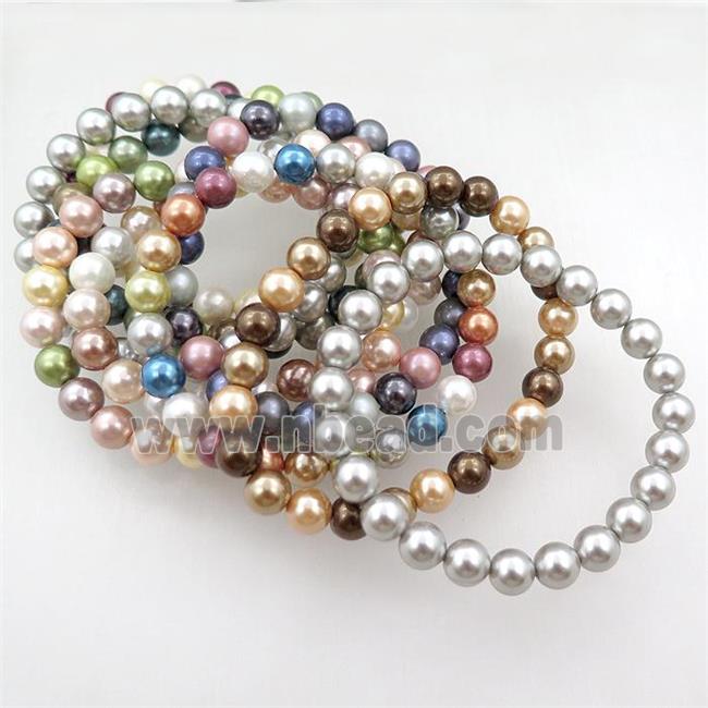 pearlized shell stretch bracelet, mixed