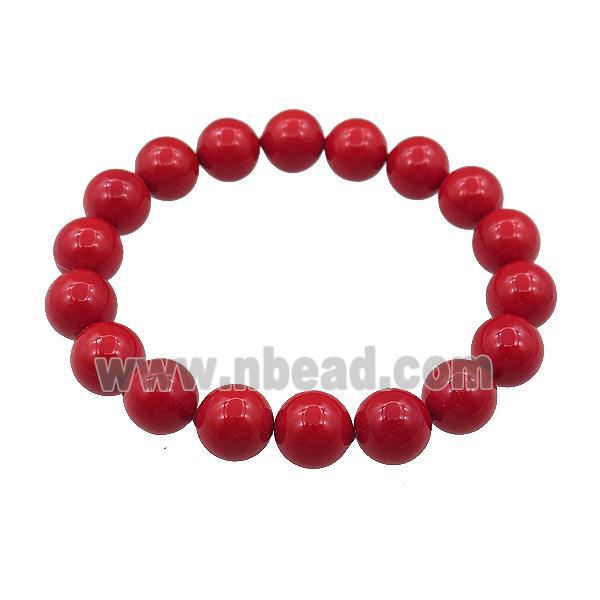 pearlized shell bracelet, red