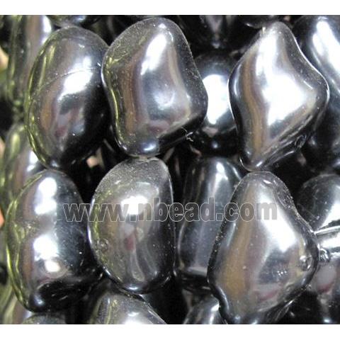 Pearlized Shell Beads, freeform, black