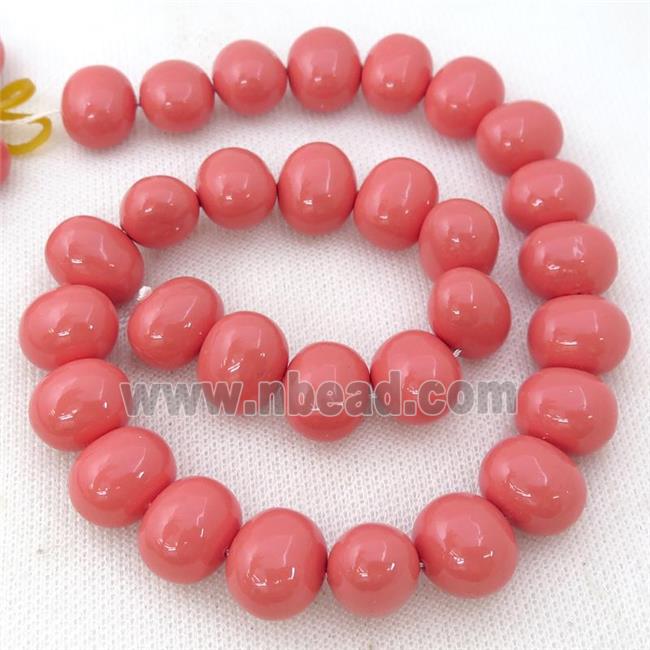 red Pearlized Shell potato Beads