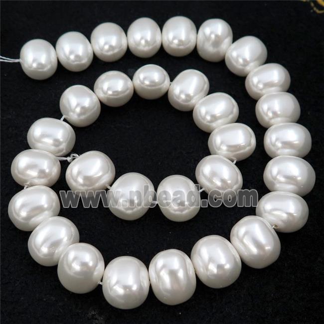 white Pearlized Shell potato Beads