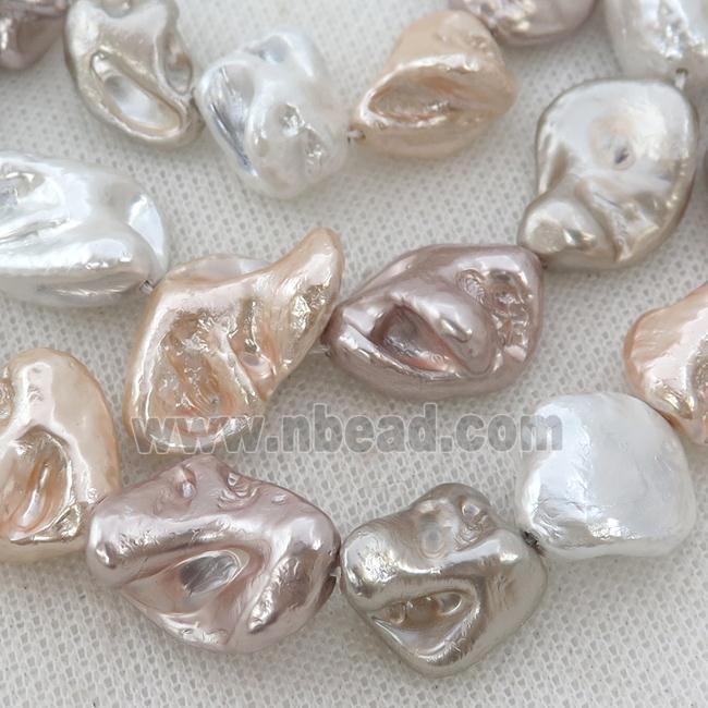 baroque style Freshwater Shell Beads, irregular, mix color