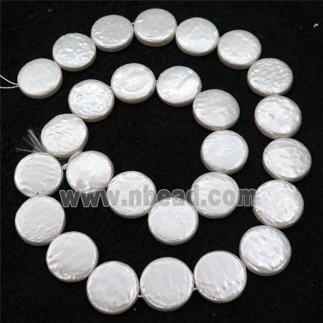 baroque style White Pearlized Shell coin Beads