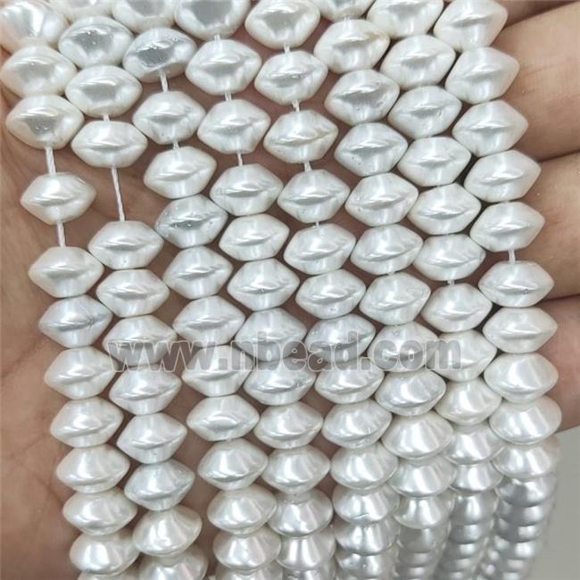 White Pearlized Shell Beads Rondelle