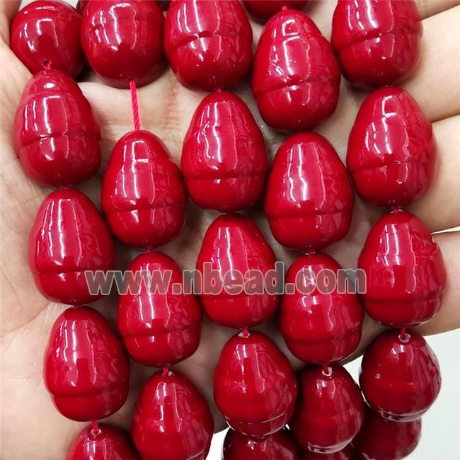 Pearlized Shell Teardrop Beads Red