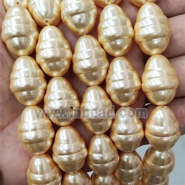 Pearlized Shell Teardrop Beads Ltgold