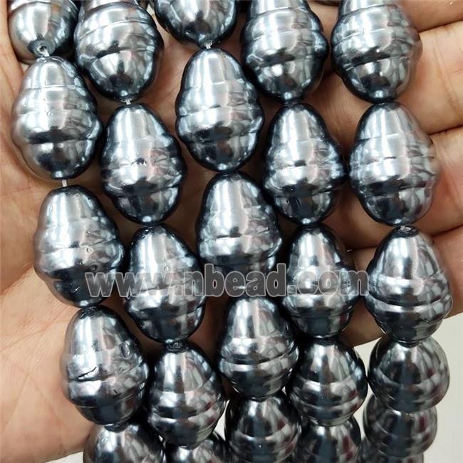 Pearlized Shell Teardrop Beads Deepgray