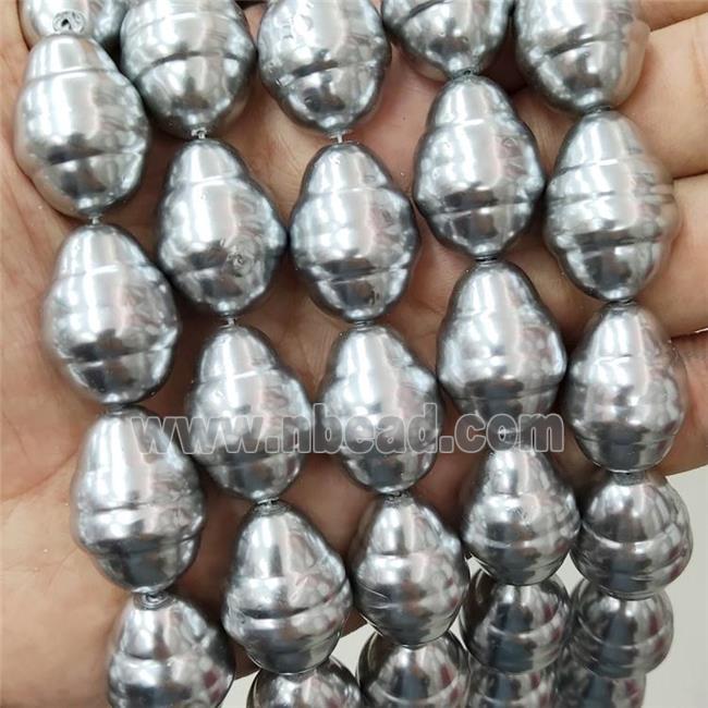 Pearlized Shell Teardrop Beads SilverGray
