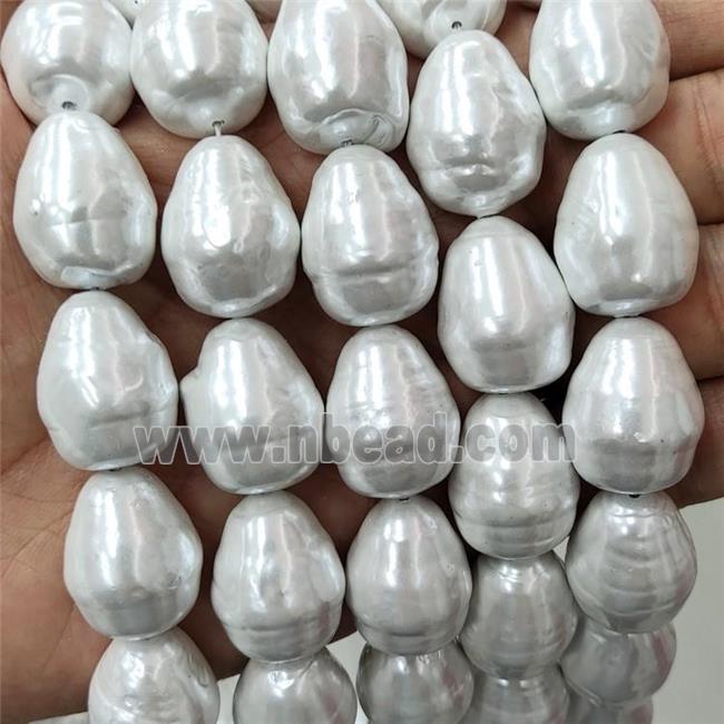 Pearlized Shell Teardrop Beads White