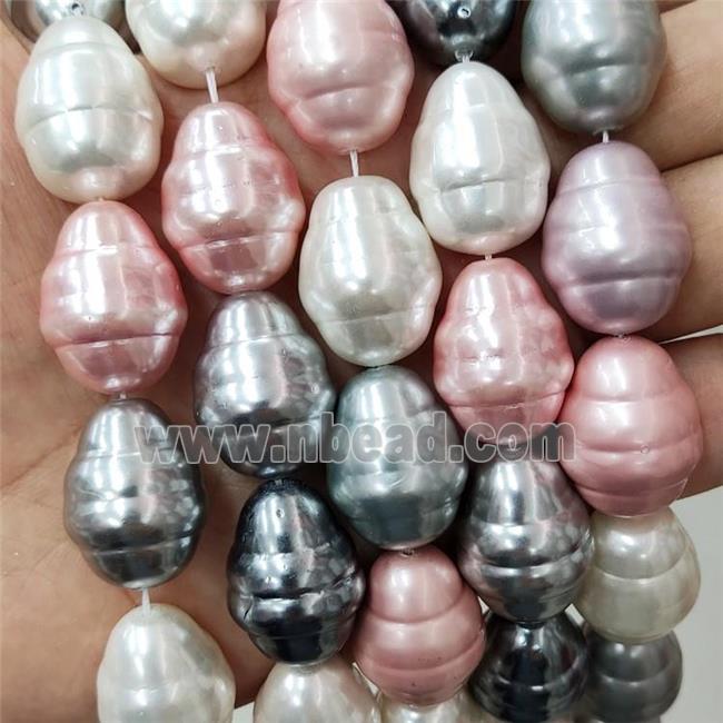Pearlized Shell Teardrop Beads Mixed Color