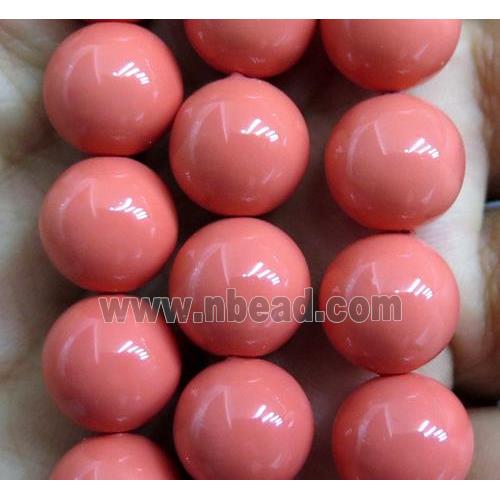 pink Pearlized Shell Beads, round
