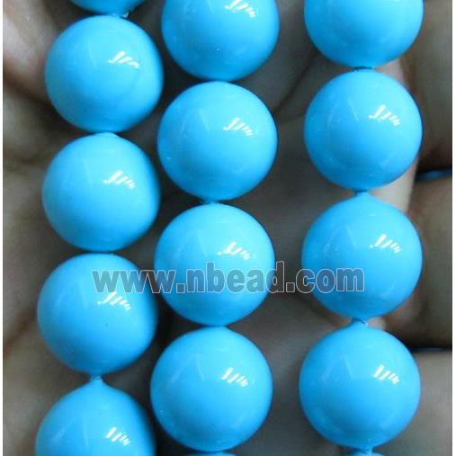 blue Pearlized Shell Beads, round